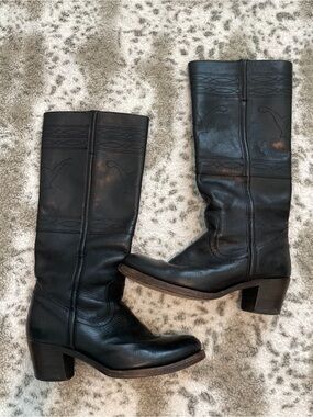 Vintage Frye horse stitch Jane boots